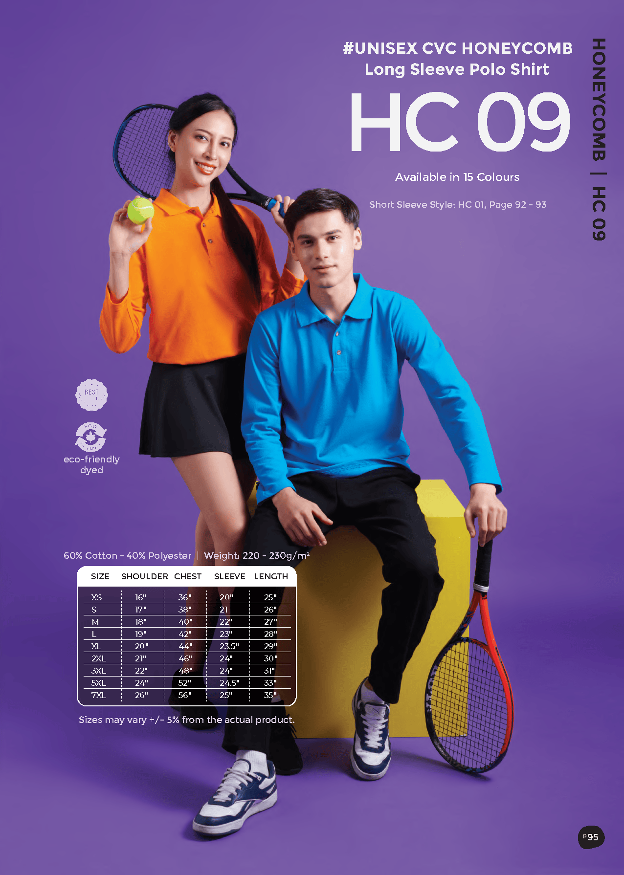 Basic Honeycomb Long Sleeve Cotton Polo T-Shirt 220gsm (HC09)