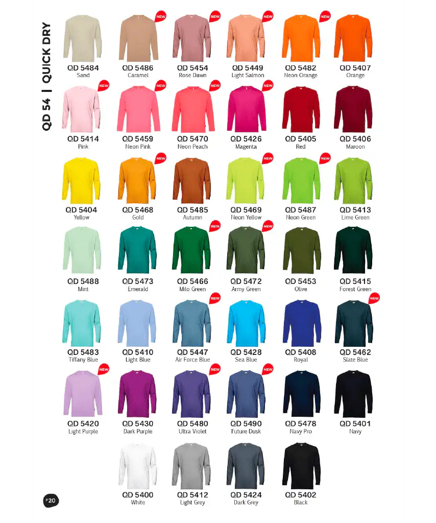 Basic Dri-Fit Microfibre Long Sleeve T-Shirt 160gsm (QD54)