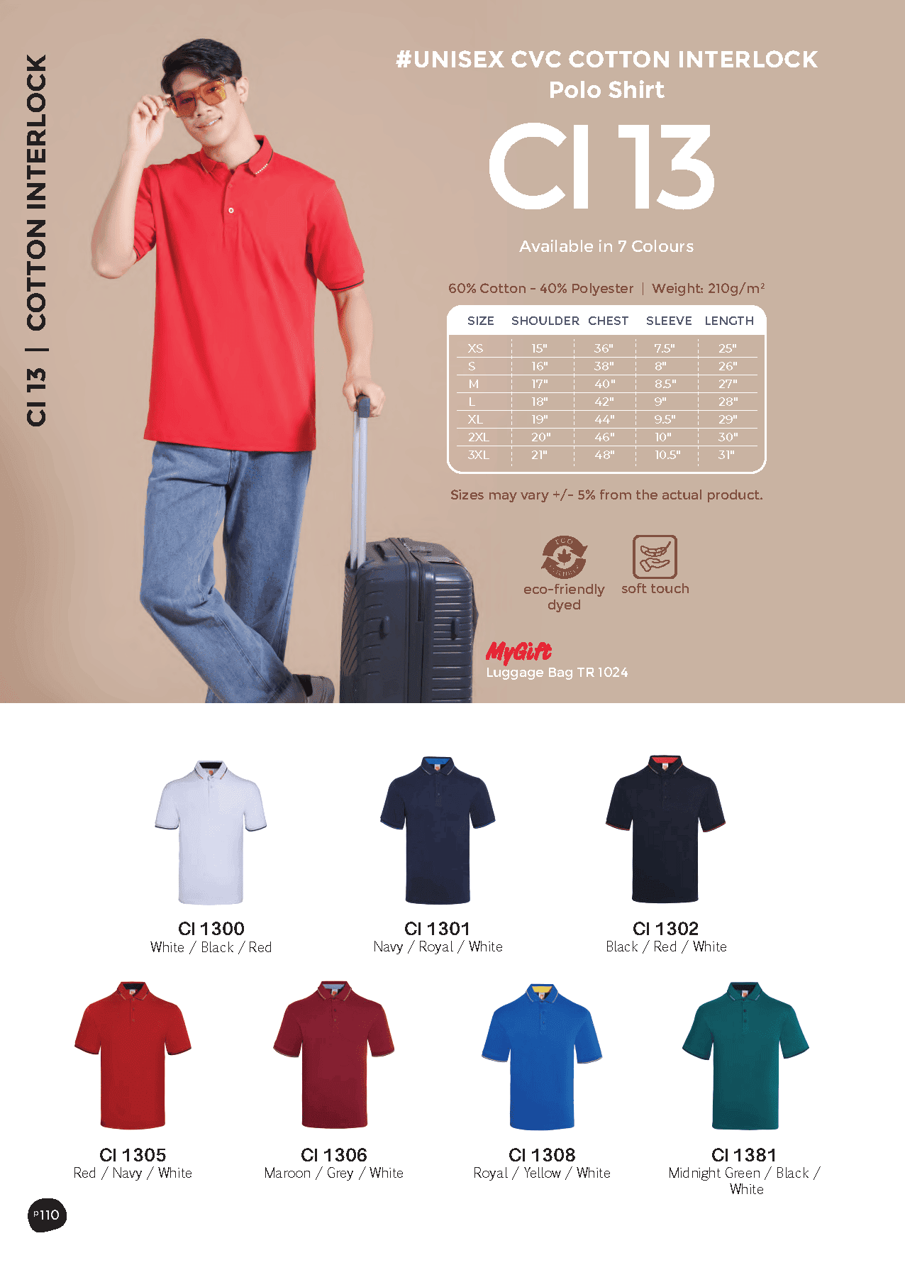 CVC Cotton Interlock Polo T-Shirt 210gsm (CI13)