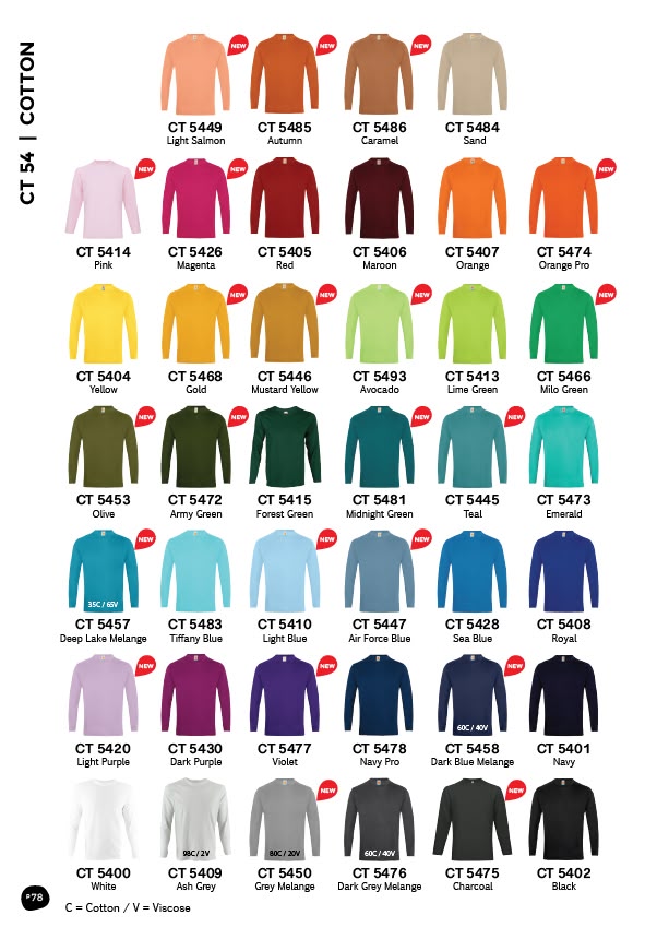 Basic Cotton Long Sleeve T-Shirt 160gsm (CT54)