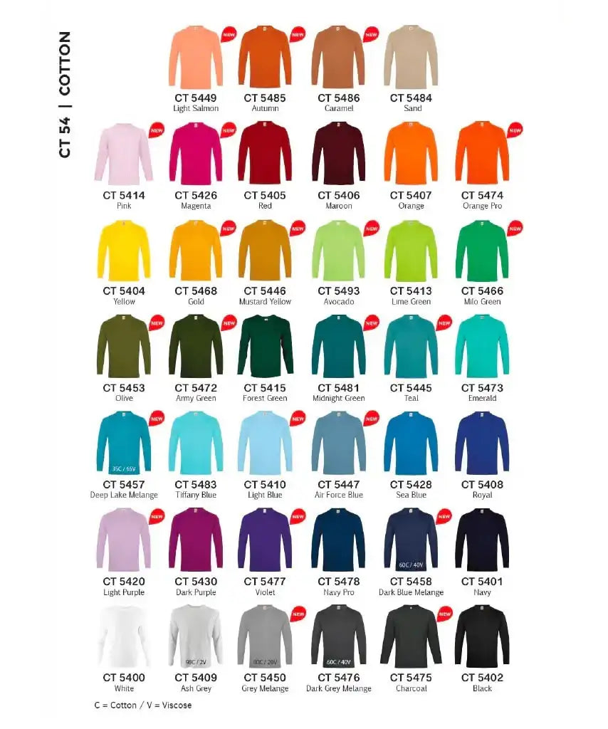 Basic Cotton Long Sleeve T-Shirt 160gsm (CT54)