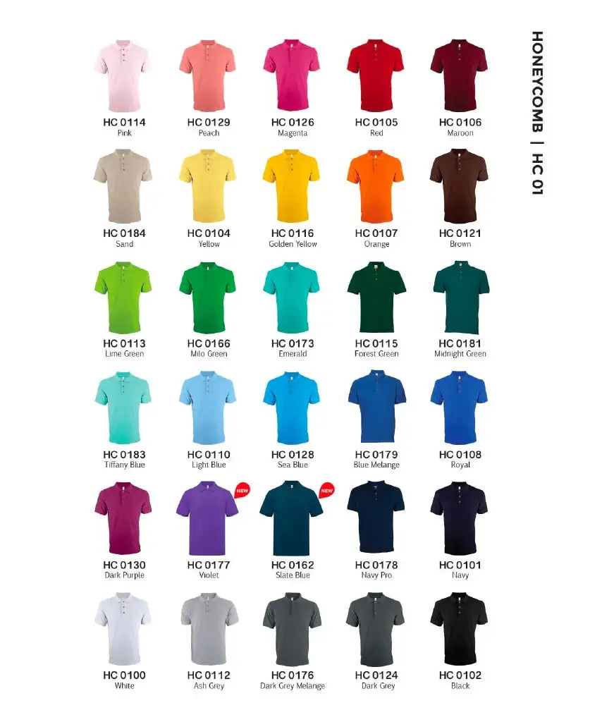 Basic Honeycomb Cotton Polo T-Shirt 220gsm (HC01)