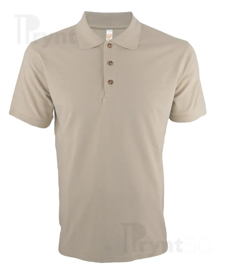 Beige polo shirt on a white background