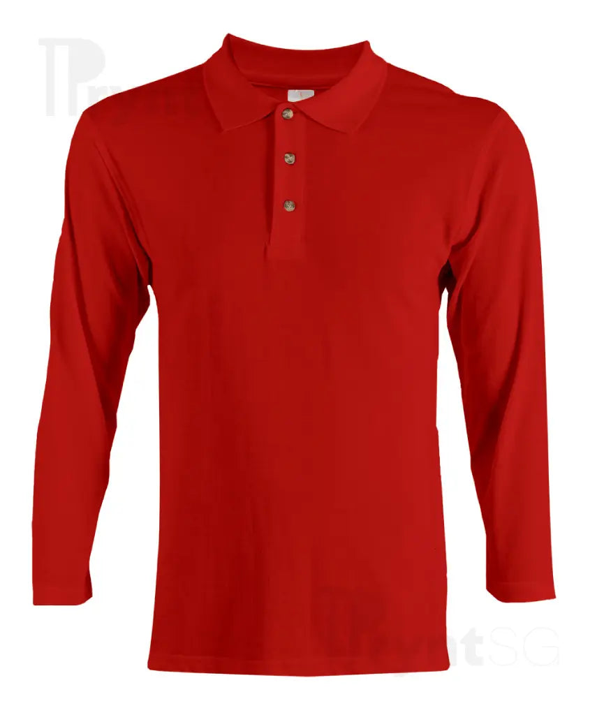Basic Honeycomb Long Sleeve Cotton Polo T-Shirt 220-230gsm (HC09)