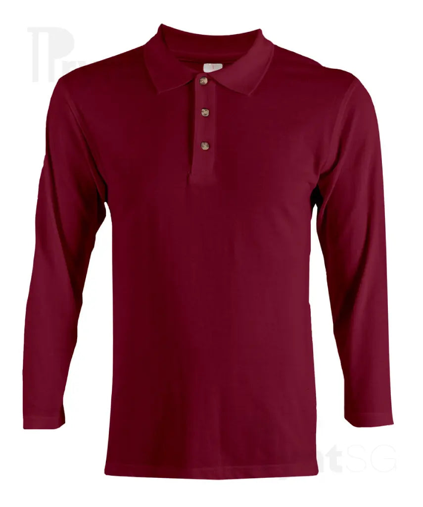 Basic Honeycomb Long Sleeve Cotton Polo T-Shirt 220-230gsm (HC09)