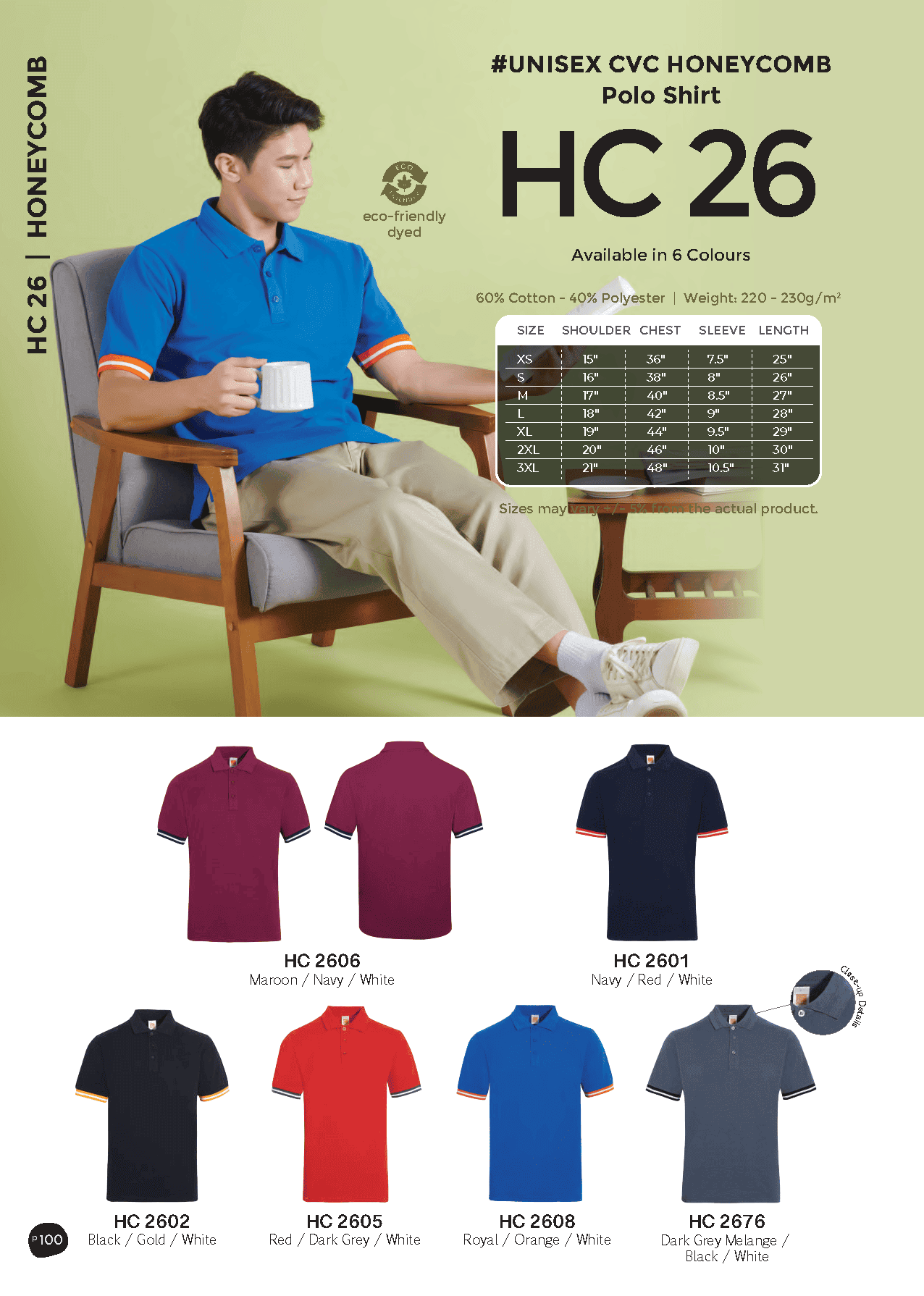 Honeycomb Polo T-Shirt 220-230gsm (HC26)