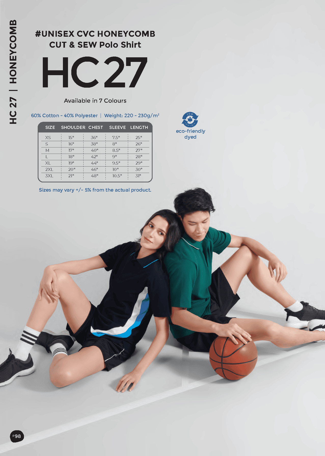 Honeycomb Cut & Sew Polo T-Shirt 220-230gsm (HC27)