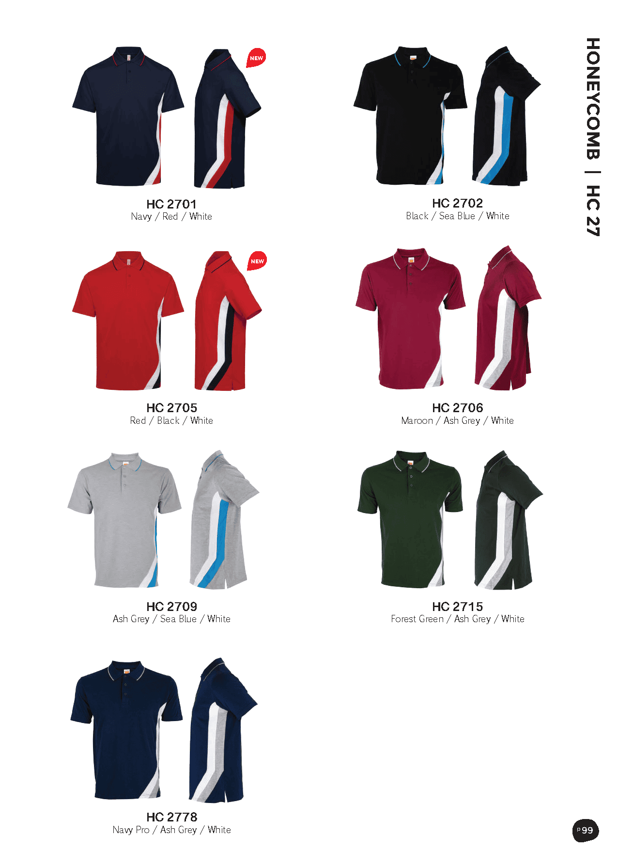 Honeycomb Cut & Sew Polo T-Shirt 220-230gsm (HC27)