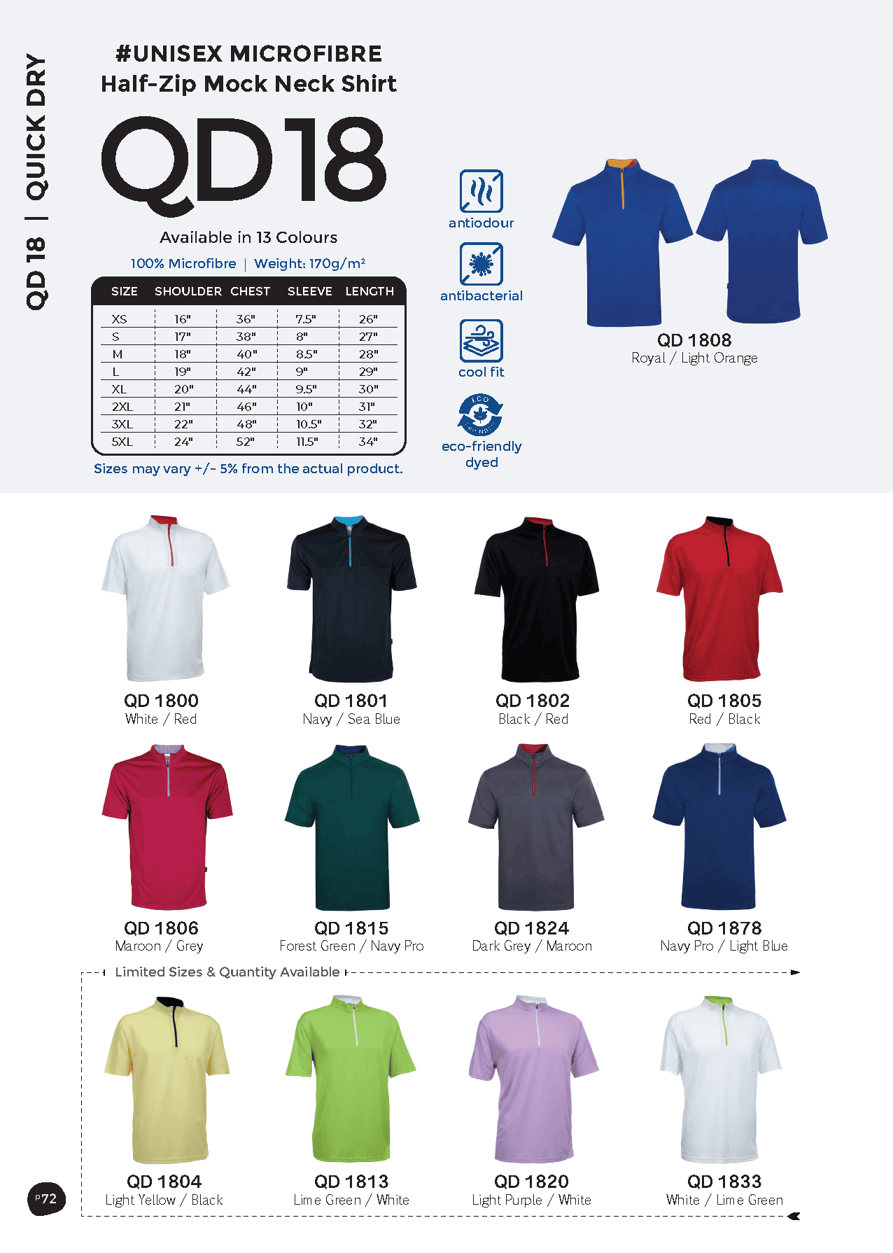 Dri-Fit Microfibre Half-Zip Mock Collar Polo T-Shirt 170gsm (QD18)