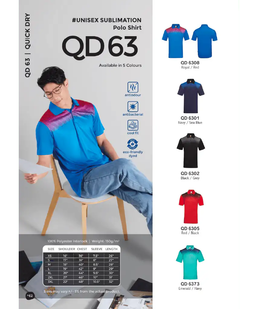 Dri-Fit Sublimation Polo 150gsm (QD63)